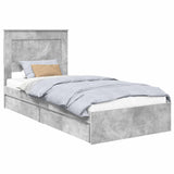 Letto con Contenitore con testiera Grigio cemento 100 x 200 cm