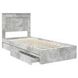 Letto con Contenitore con testiera Grigio cemento 100 x 200 cm
