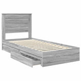 Letto con Contenitore con testiera Grigio Sonoma 100 x 200 cm