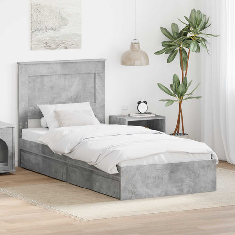 Letto con Contenitore con testiera Grigio cemento 90 x 200 cm