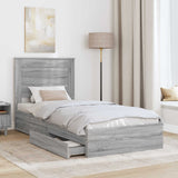 Letto con Contenitore con testiera Grigio Sonoma 90 x 200 cm