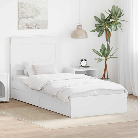 Letto con Contenitore Bianco 75 x 190 cm Legno truciolato