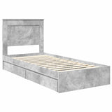Letto con Contenitore con testiera Grigio cemento 75 x 190 cm