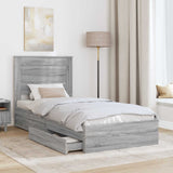 Letto con Contenitore con testiera Grigio Sonoma 75 x 190 cm