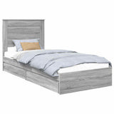 Letto con Contenitore con testiera Grigio Sonoma 75 x 190 cm