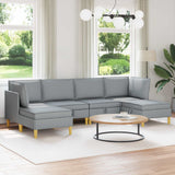 Set di mobili per il soggiorno 6 pcs Grigio Chiaro Tessuto