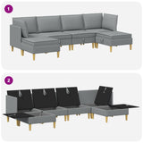 Set di mobili per il soggiorno 6 pcs Grigio Chiaro Tessuto