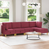 Set di mobili per il soggiorno 5 pcs Rosso Vino Tessuto