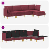 Set di mobili per il soggiorno 5 pcs Rosso Vino Tessuto