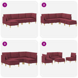 Set di mobili per il soggiorno 5 pcs Rosso Vino Tessuto