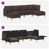 Set di mobili per il soggiorno 6 pcs Marrone Scuro Tessuto