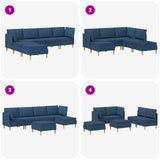 Set di mobili per il soggiorno con cuscino 6 pcs Blu Tessuto