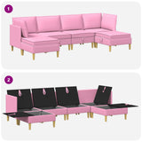 Set di mobili per il soggiorno con cuscino 6 pcs Rosa Tessuto