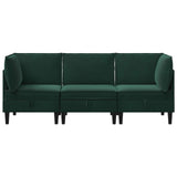 Set di mobili per il soggiorno 3 pcs Verde Scuro Velluto