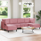 Set di mobili per il soggiorno con cuscino 6 pcs Rosa Velluto