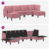 Set di mobili per il soggiorno con cuscino 6 pcs Rosa Velluto