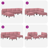 Set di mobili per il soggiorno con cuscino 6 pcs Rosa Velluto