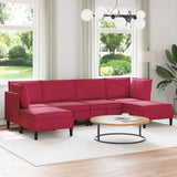 Set di mobili per il soggiorno 6 pcs Rosso Vino Velluto