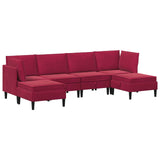 Set di mobili per il soggiorno 6 pcs Rosso Vino Velluto
