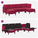 Set di mobili per il soggiorno 6 pcs Rosso Vino Velluto