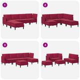 Set di mobili per il soggiorno 6 pcs Rosso Vino Velluto