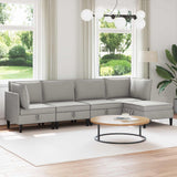 Set di mobili per il soggiorno 5 pcs Grigio chiaro Tessuto