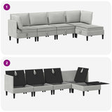 Set di mobili per il soggiorno 5 pcs Grigio chiaro Tessuto