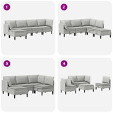 Set di mobili per il soggiorno 5 pcs Grigio chiaro Tessuto