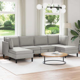 Set di mobili per il soggiorno 6 pcs Grigio chiaro Tessuto
