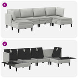 Set di mobili per il soggiorno 6 pcs Grigio chiaro Tessuto