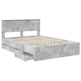 Struttura del letto con cassetto Grigio cemento 135 x 190 cm
