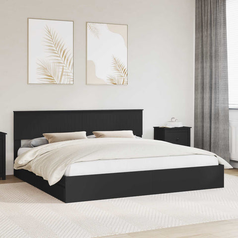Letto con Contenitore Nero 200 x 200 cm Legno truciolato