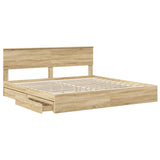 Letto con Contenitore con testiera Rovere Sonoma 200 x 200 cm