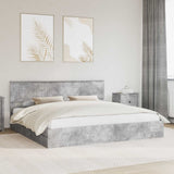 Letto con Contenitore con testiera Grigio cemento 200 x 200 cm