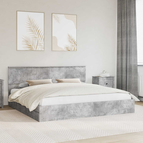 Letto con Contenitore con testiera Grigio cemento 200 x 200 cm