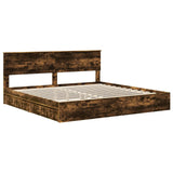 Letto con Contenitore con testiera Rovere fumé 200 x 200 cm