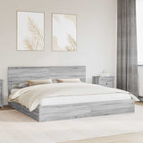 Letto con Contenitore con testiera Grigio Sonoma 200 x 200 cm