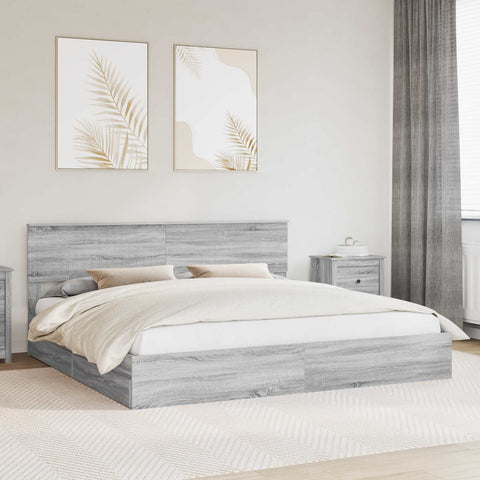 Letto con Contenitore con testiera Grigio Sonoma 200 x 200 cm