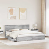 Letto con Contenitore con testiera Grigio Sonoma 200 x 200 cm