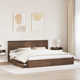 Letto con Contenitore con testiera Rovere Marrone 200 x 200 cm