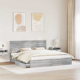 Letto con Contenitore con testiera Grigio Sonoma 180 x 200 cm