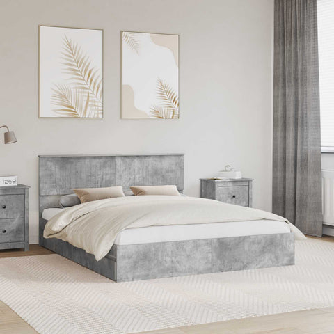 Letto con Contenitore con testiera Grigio cemento 160 x 200 cm