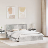 Letto con Contenitore con testiera Grigio cemento 160 x 200 cm