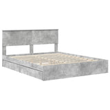 Letto con Contenitore con testiera Grigio cemento 160 x 200 cm