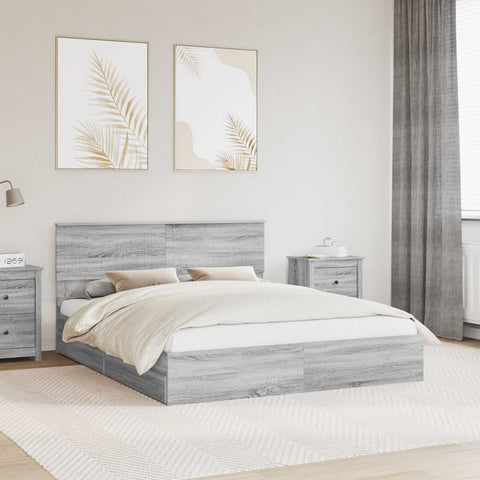 Letto con Contenitore con testiera Grigio Sonoma 160 x 200 cm