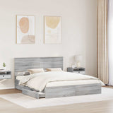 Letto con Contenitore con testiera Grigio Sonoma 160 x 200 cm