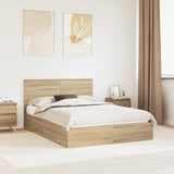 Letto con Contenitore con testiera Rovere Sonoma 140 x 200 cm