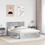 Letto con Contenitore con testiera Grigio cemento 140 x 190 cm