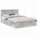 Letto con Contenitore con testiera Grigio cemento 140 x 190 cm