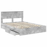 Letto con Contenitore con testiera Grigio cemento 140 x 190 cm